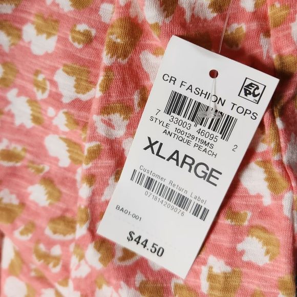 Style & Co. Lightweight peach slub knit long sleeve top square neck XL - Picture 6 of 7